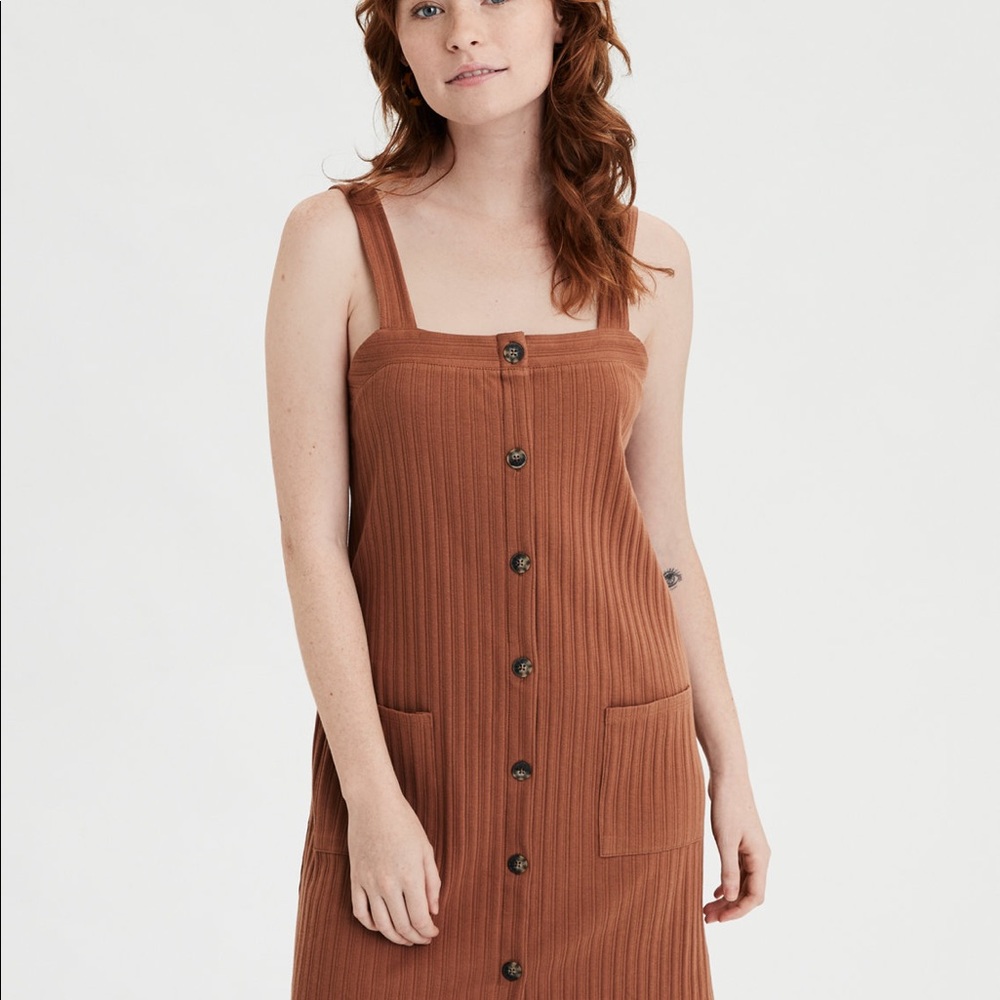 super cute burnt orange button down dress!